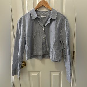 Zara cropped boxy button shirt